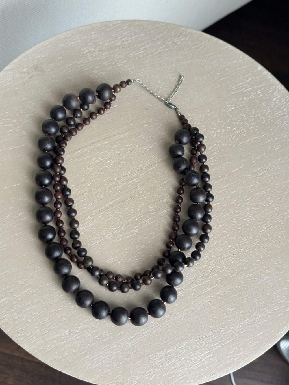 Multi-Strand Dark Brown Beaded Necklace - Unbranded